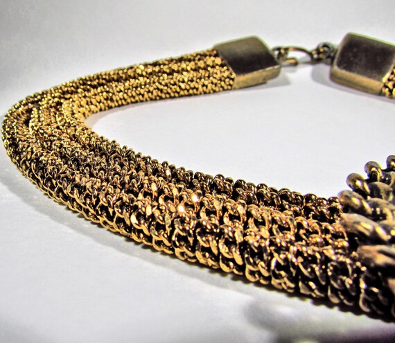 Vintage Custom Brass and Bronze 3-Strand Necklace… - image 4