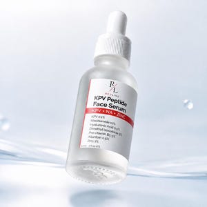 May include: A clear glass dropper bottle of Redline KPV Peptide Face Serum. The white label features black text listing ingredients including KPV 0.1%, Niacinamide 10%, Hyaluronic Acid 0.5%, and Zinc 1%. The bottle contains 30ml, 1 fl oz U.S. of liquid.