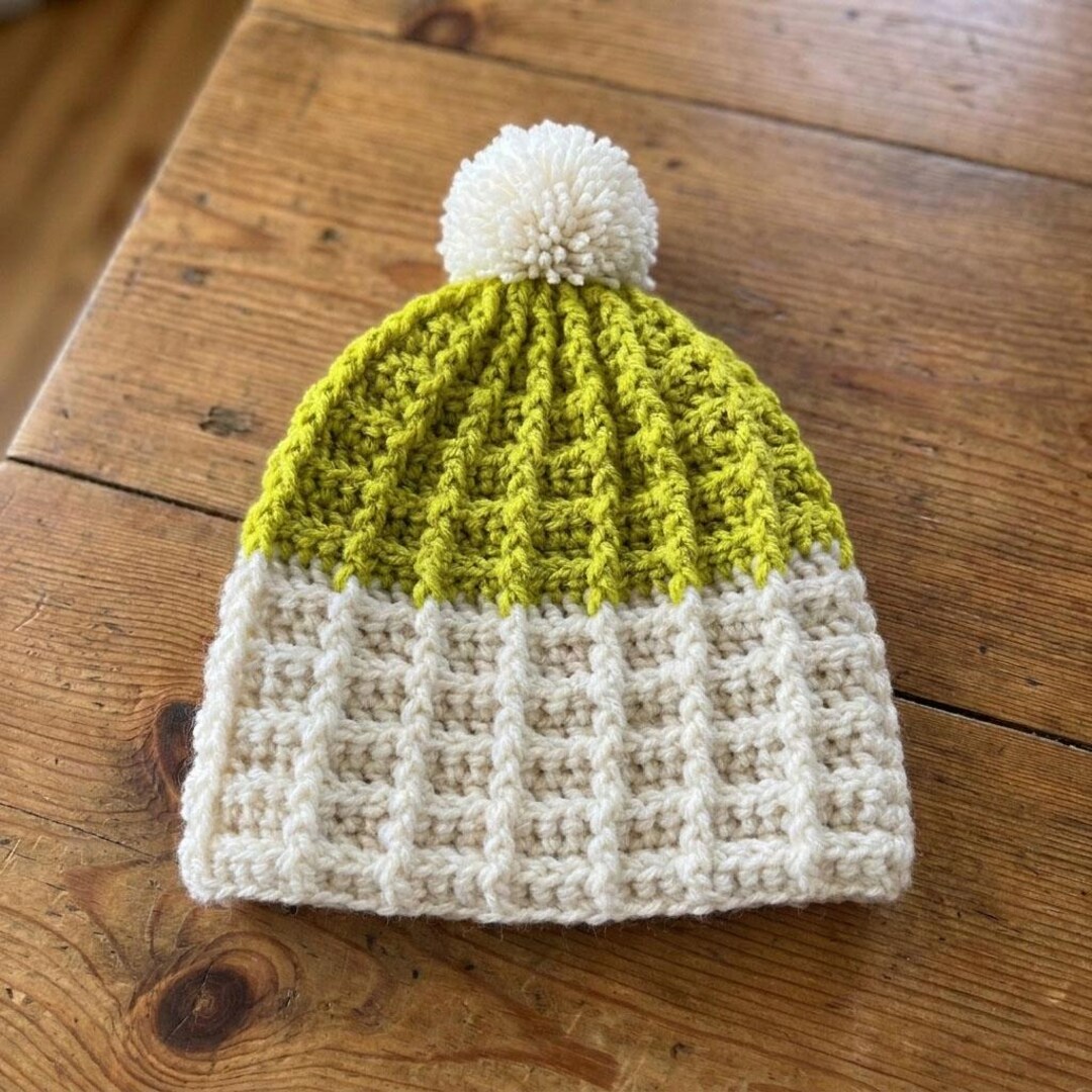 Waffle Stitch Crochet Beanie Pattern – Chunky Textured Winter Hat (PDF ...