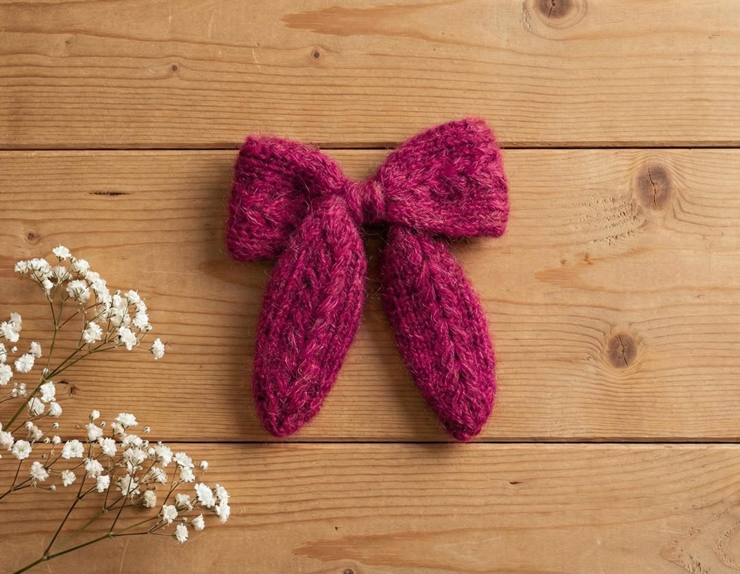 Scarlet Whisper Bow Knitting Pattern – Romantic Textured Hair Accessory ...