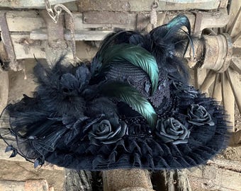 Chapeau gothique, mariage victorien, festival, Lolita, esthétique édouardienne, accessoire fait main, GN, coiffe fantastique, vintage