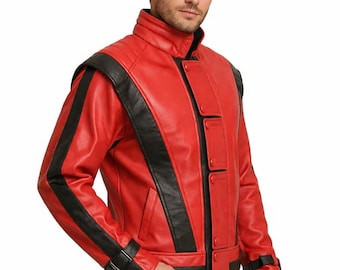 Handgemaakt klassiek MJ Thriller vintage rood leren jack