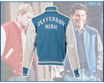 Happy Days Ron Howard en Anson Williams Jefferson Vintage Varsity Letterman-jas heren