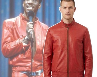 Handgemaakte Delirious Eddie Murphy vintage rode leren jas