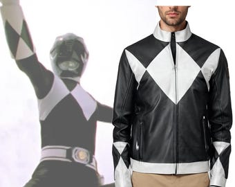 Zack Taylor Mighty Morphin Power Rangers Leather Jacket Cosplay Costume