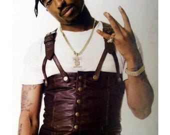 Vintage klassiek Tupac Shakur 2Pac echt leren vest Makaveli-kostuum