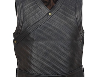 The Last Kingdom Uhtred zwart leren vest Steampunk-cosplaykostuum