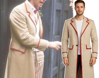 Doctor Who The Fifth Doctor Beige trenchcoat katoenen jas Cosplaykostuum