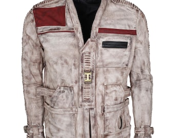 Star Wars Poe Dameron beige distressed leren jack | Cosplay Halloween-kostuum