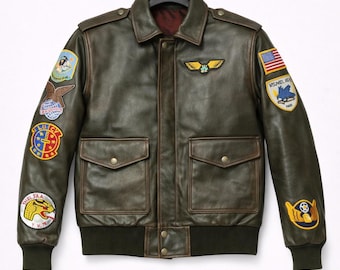 Handmade Steve Harrington Aviator Bomber Distressed Brown Leather Jacket Joe Keery