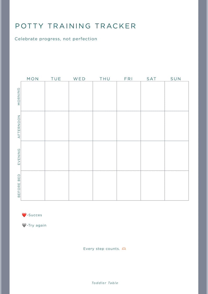 Potty Training Tracker Printable | Toddler Toilet Chart | Minimal
