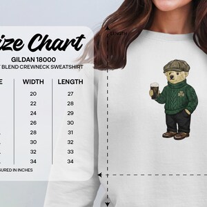 Leprechaun Bear Guinness Pub Crawl Sweatshirt, St Patricks Day Y2K Irish Pint Top image 4