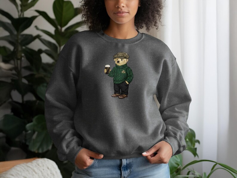 Leprechaun Bear Guinness Pub Crawl Sweatshirt, St Patricks Day Y2K Irish Pint Top image 2