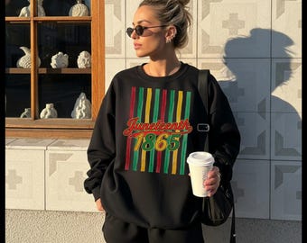 Juneteenth 1865 tröja, kokett randig afroamerikansk skjorta, svart historia sedan 1865 t-shirt, medborgarrätts- och frihetsgåva