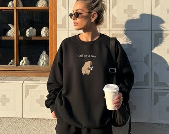 Löpare Capybara Fleece Sweatshirt, Rolig Maratongåva