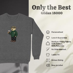 Leprechaun Bear Guinness Pub Crawl Sweatshirt, St Patricks Day Y2K Irish Pint Top image 5
