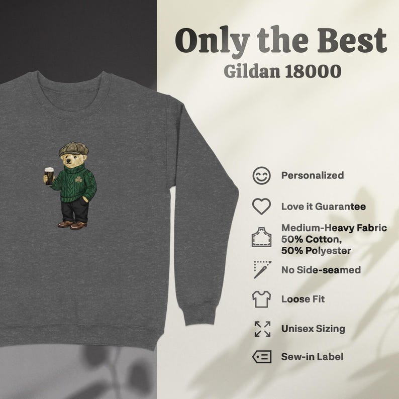 Leprechaun Bear Guinness Pub Crawl Sweatshirt, St Patricks Day Y2K Irish Pint Top image 5