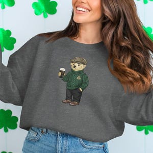 Leprechaun Bear Guinness Pub Crawl Sweatshirt, St Patricks Day Y2K Irish Pint Top image 8