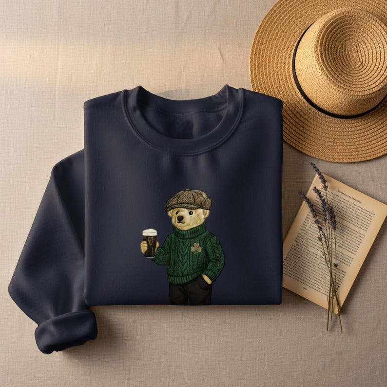 Leprechaun Bear Guinness Pub Crawl Sweatshirt, St Patricks Day Y2K Irish Pint Top image 6