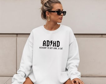ADHD Highway-tröja, rolig ADHD-tröja, humortröja för mental hälsa, ADHD-medvetenhetströja, Highway to Hey Look A Squirrel ACDC-stil