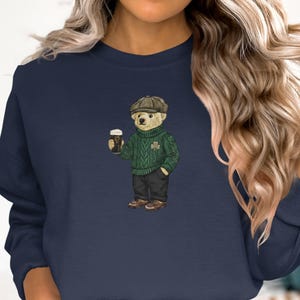 Leprechaun Bear Guinness Pub Crawl Sweatshirt, St Patricks Day Y2K Irish Pint Top image 3