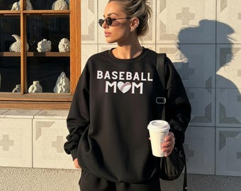 Basebollmamma-tröja, basebollmamma-tröja, basebollmamma-present, basebollsäsongens tröja, söt basebollmamma-tröja, basebollhjärta-tröja