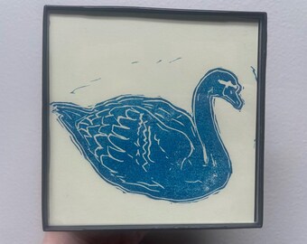 4x4 Swan Art Print, Customizable Colors