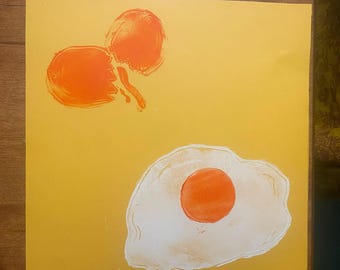 8x8 Framed Sunny Side Up Egg Print, Customizable Colors