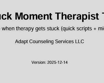 Therapist Toolkit | Stuck Moment Scripts & Interventions (Printable PDF)