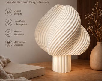 Lámpara con diseño de hongo espiral viral (archivo STL) | Pantalla de lámpara moderna imprimible en 3D | Descarga digital instantánea