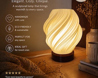 Lámpara de mesa Twist Light | Lámpara moderna impresa en 3D | Luz ambiental cálida | LED E14 220V | Decoración minimalista para el hogar | 2 tamaños