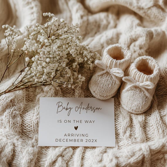 Minimalist Gender-Neutral Pregnancy Reveal | Modern Ultrasound Baby Announcement | Editable Canva Sonogram Template