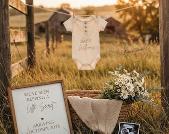 Rustic Western Pregnancy Announcement, Country Cowboy Baby Reveal, Editable Digital Template for Social Media