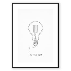 Inspirational Be Your Light Wall Art: Motivational Quote Poster, Printable Positive Word Decor (Digital Download)