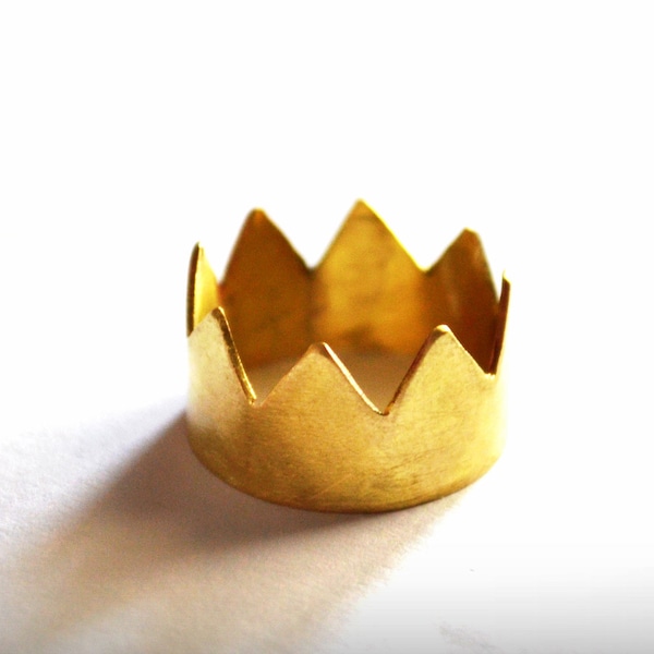 Crown Ring, Golden Brass Ring, Gold King Ring, Queen Ring, Brass/Silver/Copper Crown, Statement Ring, Unisex Ring, Men Ring