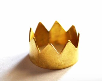 Crown Ring, Golden Brass Ring, Gold King Ring, Queen Ring, Brass/Silver/Copper Crown, Statement Ring, Unisex Ring, Men Ring