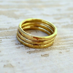 Hammered Brass Ring: 2mm Textured Stacking Band