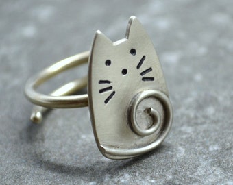 Sterling Silver Cat Ring, Cat Lovers, Cat Wrap Ring, Cat jewelry, Love Cats, Gold Cat Ring, Kitty Ring, Kitten Ring, Gift for Her