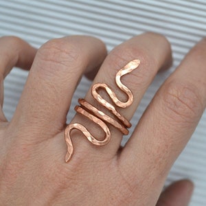 Copper Snake Ring, Statement Hammered Serpent Ring,  Wrap Ring, Ancient Greek Ring, Coiled Swirl Ring, Handmade Greek Jewelry