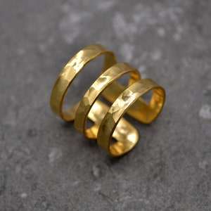 Triple Bar Ring, Three Lines Ring, Modernist Gold Ring, Geometric Band Ring, Simple Everyday Ring, Gold Layered Ring, Wide Hammered Ring