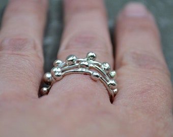Artisan Sterling Silver Bubble Ring: Handmade Statement Jewelry