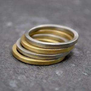 2mm Square Stacking Rings: Sterling Silver or Brass, Unisex Band