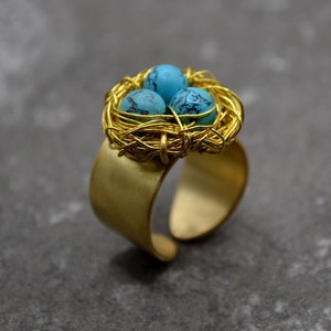 Vernissage Burnished Silver Happy Bird Nest Ring