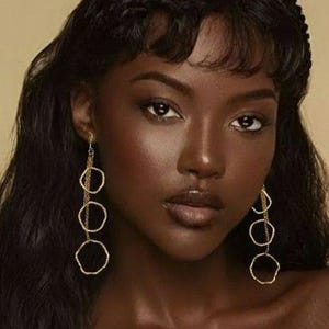 Long Circle Drop Earrings: Gold Hammered Chain Earrings