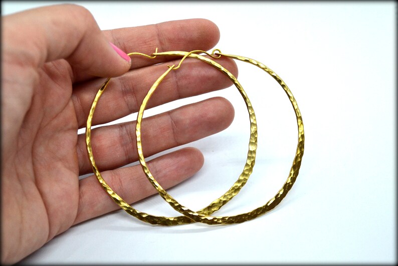 Extra Large Hoops 70mm Hammered Hoops Handmade Hoops Big Etsy