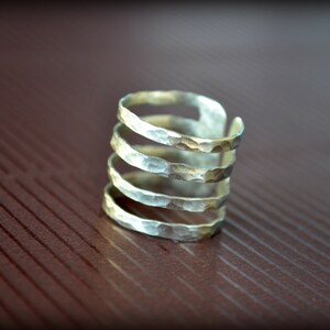 4 Band Ring Four Parallel Lines Ring Open Bar Ring Modern - Etsy