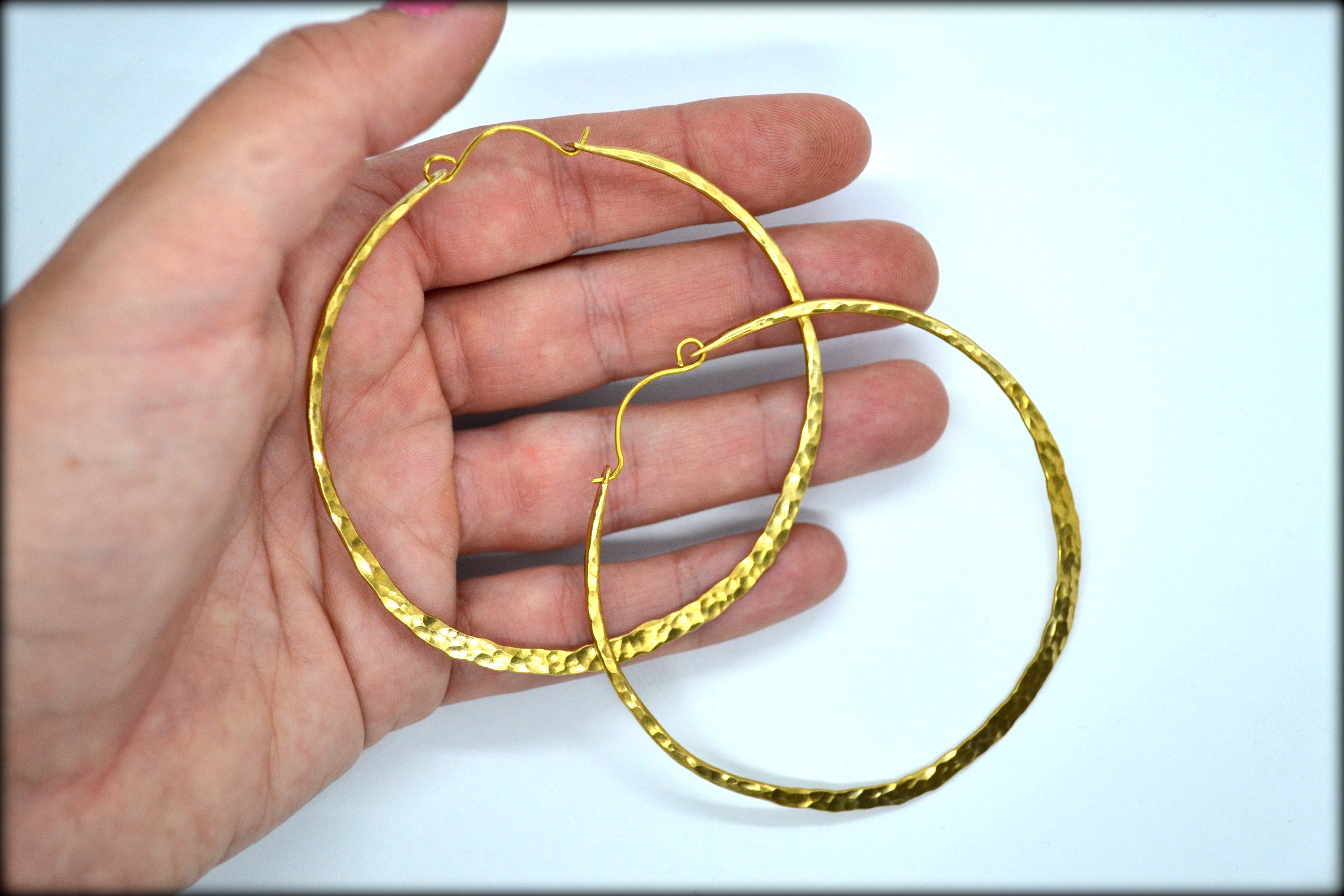 Extra Large Hoops 70mm Hammered Hoops Handmade Hoops Big Etsy