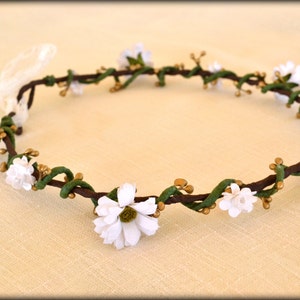 Daisy Flower Crown: Woodland Wedding Headband with Lace Ribbon