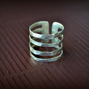 4 Band Ring Four Parallel Lines Ring Open Bar Ring Modern - Etsy