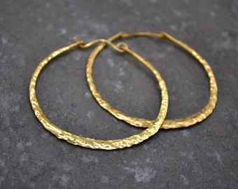 Stora hamrade ringörhängen: Sterlingsilver, mässing, koppar (55 mm)